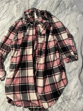 Torrid Pink, Black & White Plaid Button-Front Shirt